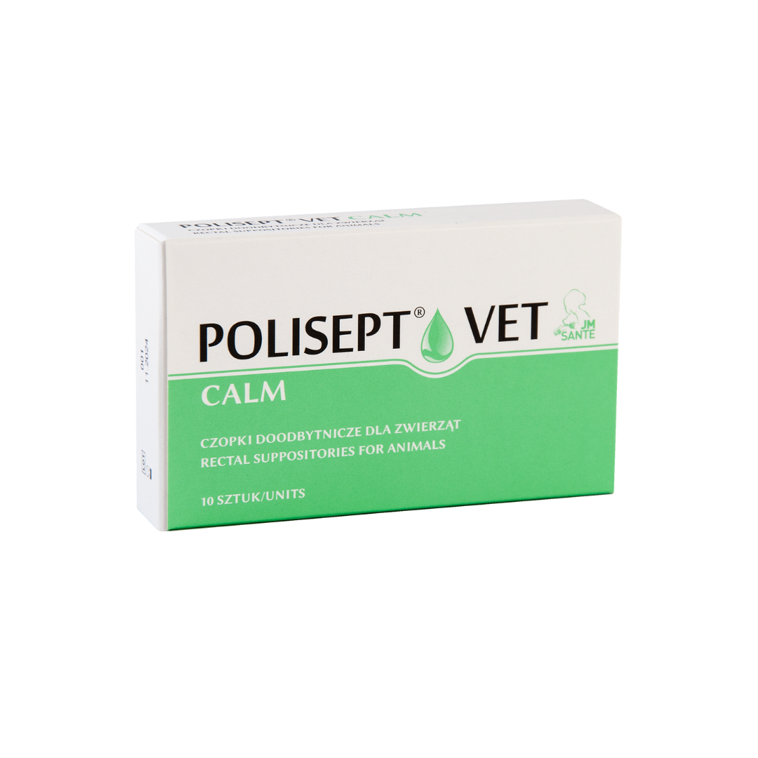POLISEPT® VET CALM – czopki doodbytnicze łagodzące objawy stresowe i stany zapalne dla psa i kota 10 szt.